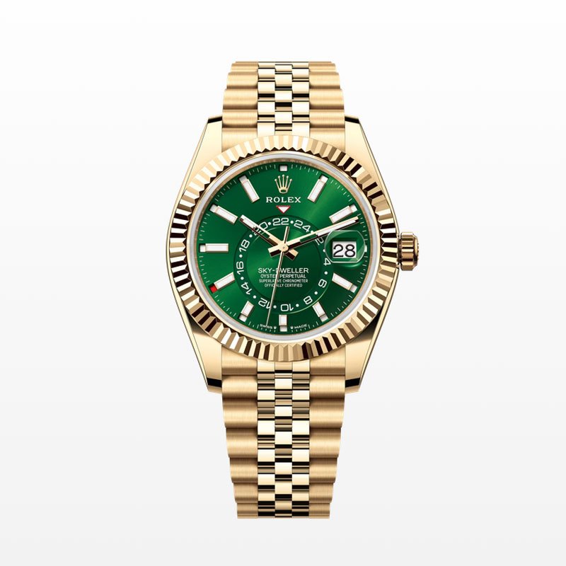 Super Clone Rolex Sky-Dweller Gold Case Green Dial 42mm Watch m336938-0008 Super Clone Rolex Sky-Dweller Gold Case Green Dial 42mm Watch m336938-0008