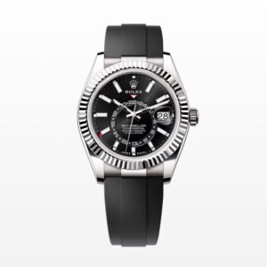Super Clone Rolex Sky Dweller Watch White Gold with Bright Black Dial 42mm m336239-0002