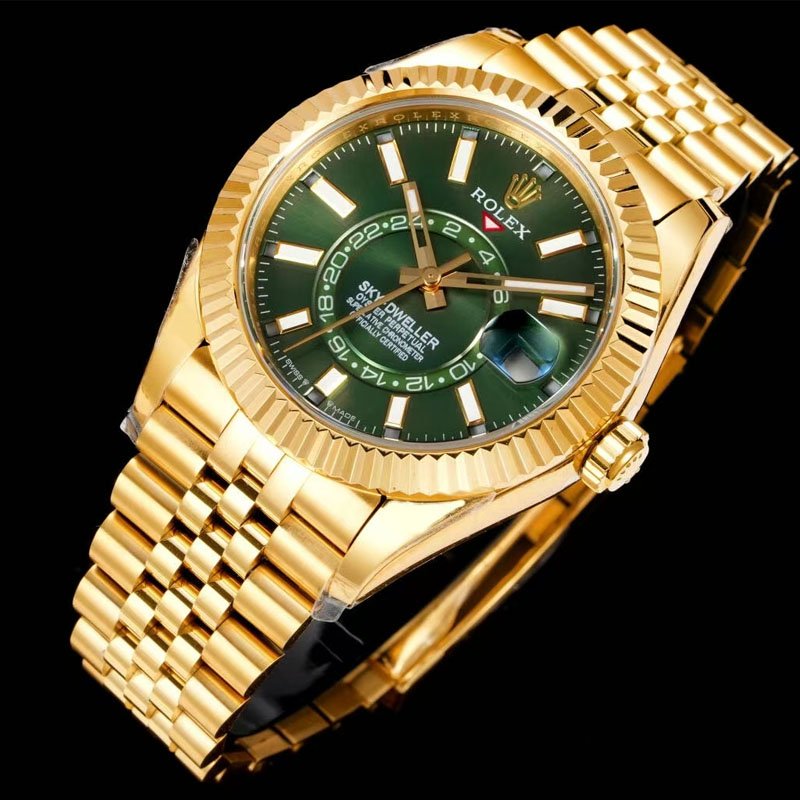 2 Super Clone Rolex Sky-Dweller Gold Case Green Dial 42mm Watch m336938-0008