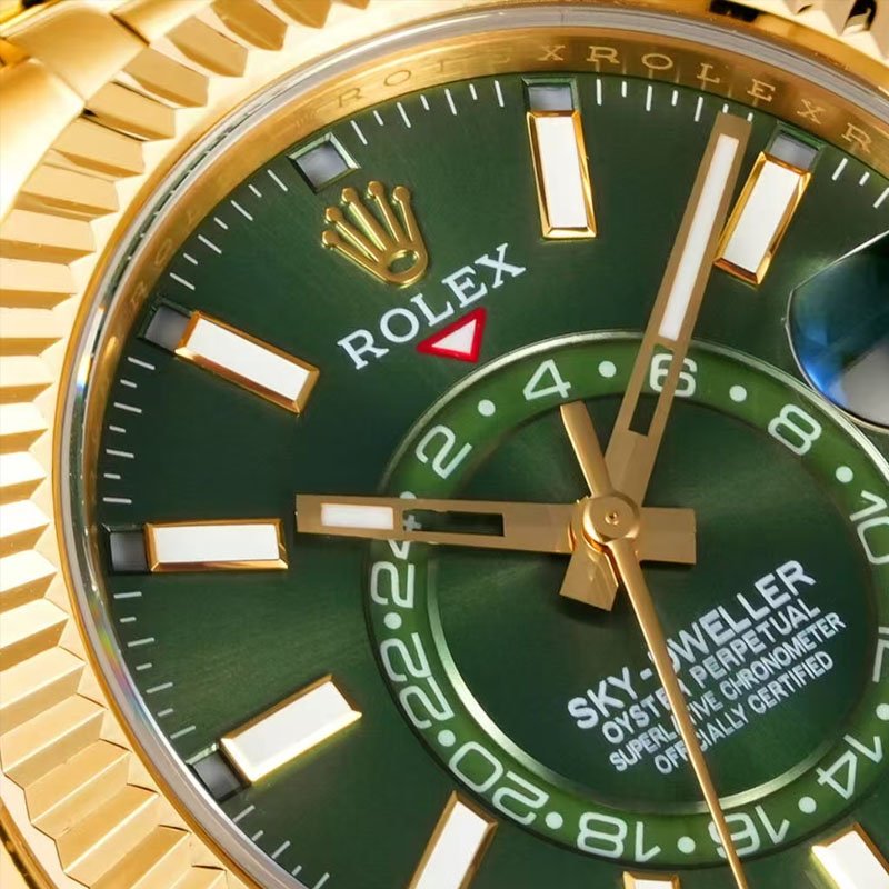 3 Super Clone Rolex Sky-Dweller Gold Case Green Dial 42mm Watch m336938-0008