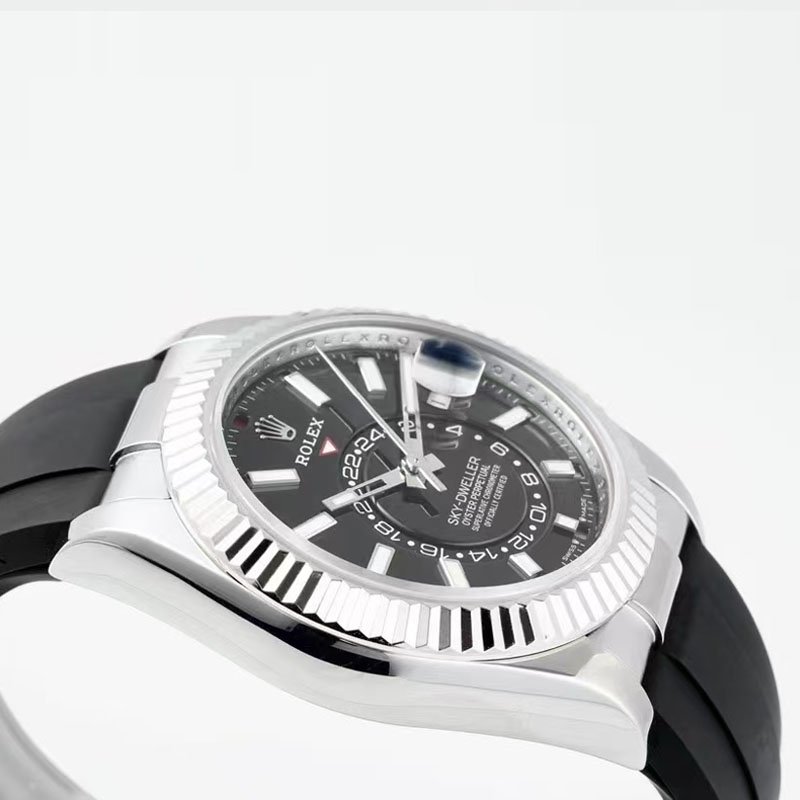 3 Super Clone Rolex Sky Dweller Watch White Gold with Bright Black Dial 42mm m336239-0002