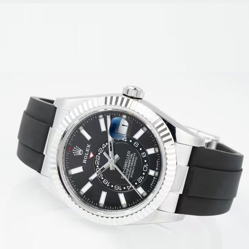 4 Super Clone Rolex Sky Dweller Watch White Gold with Bright Black Dial 42mm m336239-0002