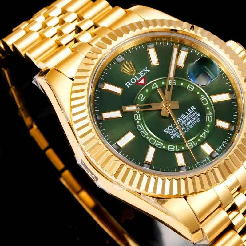 5 Super Clone Rolex Sky-Dweller Gold Case Green Dial 42mm Watch m336938-0008