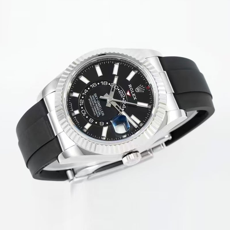 5 Super Clone Rolex Sky Dweller Watch White Gold with Bright Black Dial 42mm m336239-0002