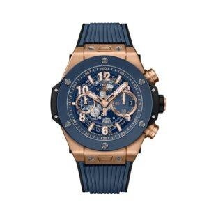Super Clone Hublot Big Bang Unico King Gold Blue Ceramic Watch 421.OL.5180.RX