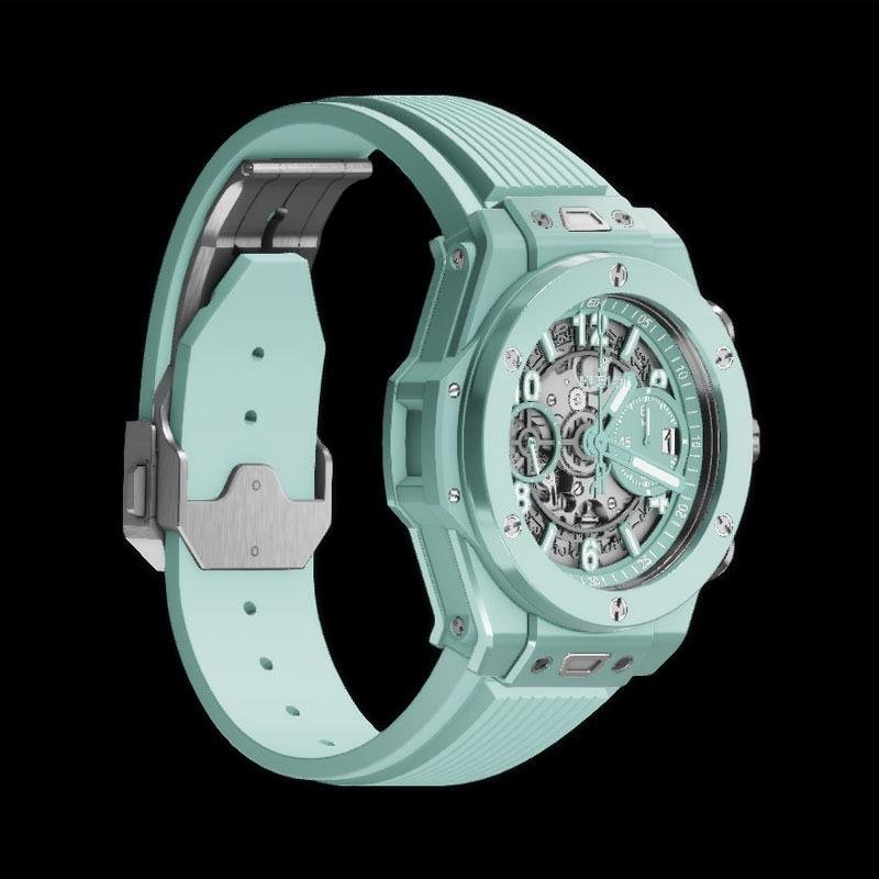 2 High-end clone Hublot Big Bang Unico Mint Green Ceramic watch 441.GS.5221.RX