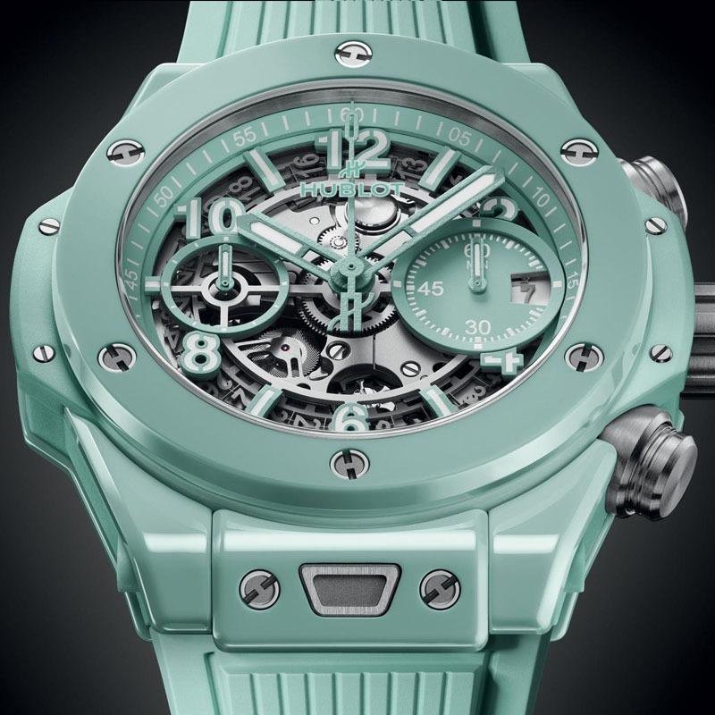7 High-end clone Hublot Big Bang Unico Mint Green Ceramic watch 441.GS.5221.RX
